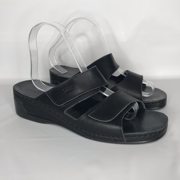 Spring Step Black Leather Slide On Sandal Womens 9.5 US ‎ 41 EU Casual Beachwear - Picture 2 of 14